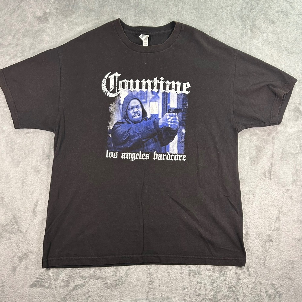Countime Los Angeles Hardcore Get Down or Lay Down Black Graphic T-Shirt XL